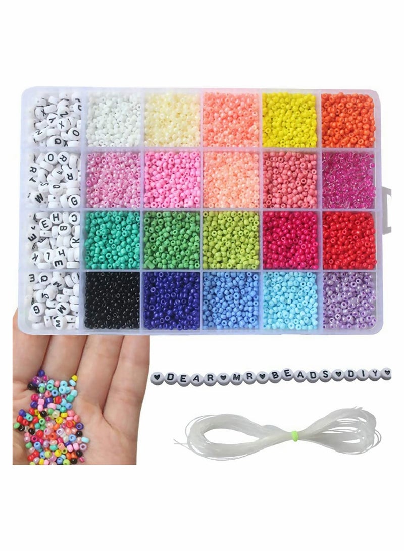 KASTWAVE 3300 Alphabet Beads and Pony Beads 24 Grid Craft Beads with String Mini Seed Beads Set for Jewelry Making - Image 4