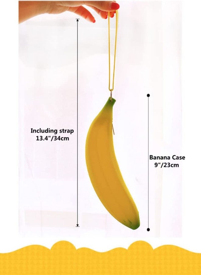 Cafurty Big Capacity Banana Shape Purse Pen Bag Pencil Case Cute Silicone Bag Coin Bag Key Pouch - Yellow - Image 2