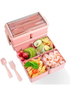 SUCITY Bento Box For Kids 3Compartment Lunch Box With Foodsafe Materials 1400Ml Leakproof Lunch Container For Kids/Adults With Reusable Fork&Spoon  - Image 1
