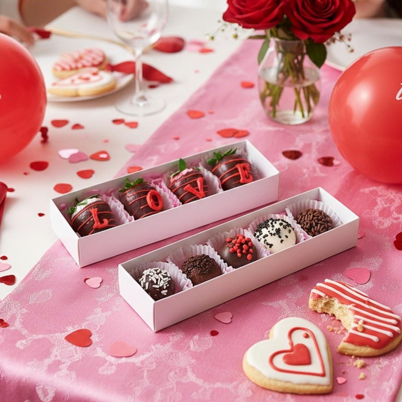 SLShePack 25Pcs 8x2.2x2 Inches Chocolate Covered Strawberry Boxes, Mcaron,Truffle,Chocolate Boxes Empty & Bakery Boxes for Cake,Strawberry,Bonbon,Dessert & Party Favors - Image 4