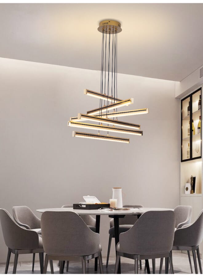 Best Power Modern LED 6 Rulers Shape Lamps Chandelier 6749-6 with 3 Lighting Levels, 90cm Adjustable Length, 56Watt - Elegant Ceiling Pendant Light for Living Room, Dining Room, and Bedroom - Image 1
