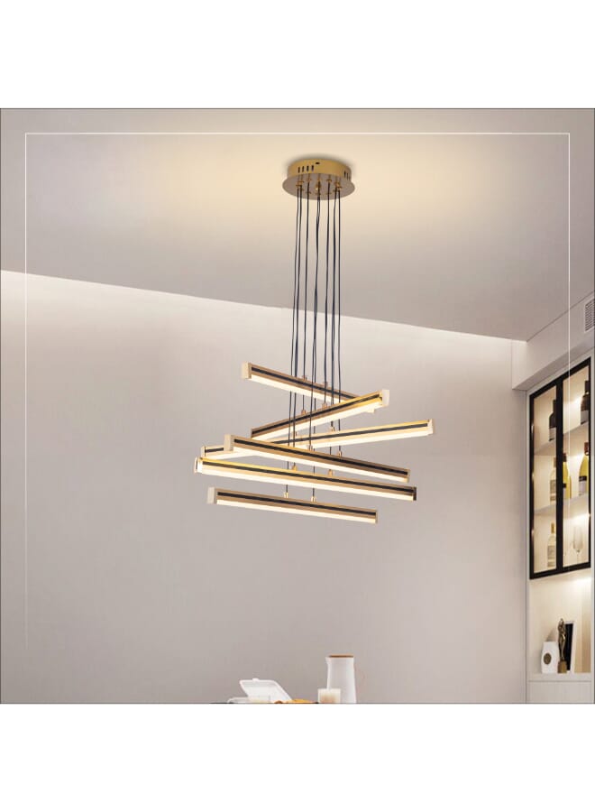 Best Power Modern LED 6 Rulers Shape Lamps Chandelier 6749-6 with 3 Lighting Levels, 90cm Adjustable Length, 56Watt - Elegant Ceiling Pendant Light for Living Room, Dining Room, and Bedroom - Image 2