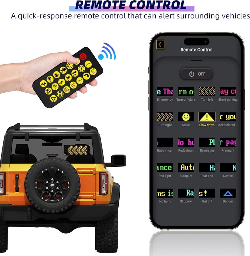 AutoBizarre Flexible Waterproof DIY Customizable LED Matrix Panel Display Screen Sign Board with Mobile Application and Remote Control for Cars, Home, Office, Shops etc (Multicolor, Small- 17x7 Cm) - Image 3