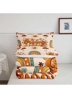 Erosebridal Cute Mushroom Comforter Full for Kids Boys Girls, Groovy Flower Bedding Set 1960s 1970s Funky Floral Doodle Quilt Set, Cartoon Rainbow Swirls 60s 70s Duvet Insert with 2 Pillowcases Ultra Warm  - Image 5