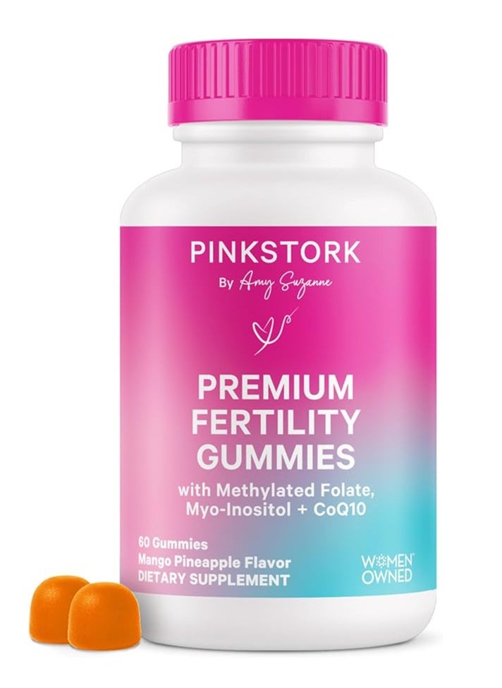 Pink Stork - Fertility Gummies, Support Conception and Hormone Balance for Women with Inositol, Folic Acid, and Vitamin B6, Prenatal Fertility Supplements for Women - 60 Count - Image 1