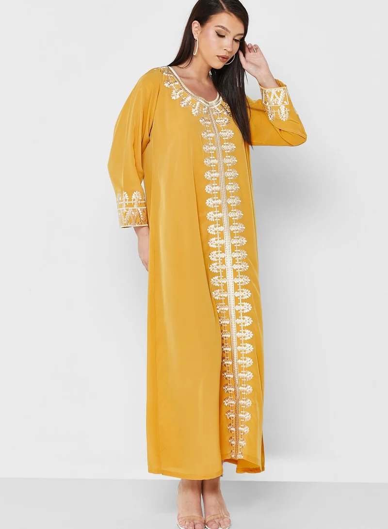 Khizana Embroidered Detail Jalabiya