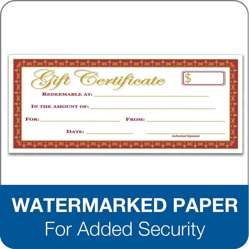 ADAMS 1-Part Gift Certificates with Stub, 3-1/4" x 11", 25 Certificates/BK (GFTBK1) - Image 3