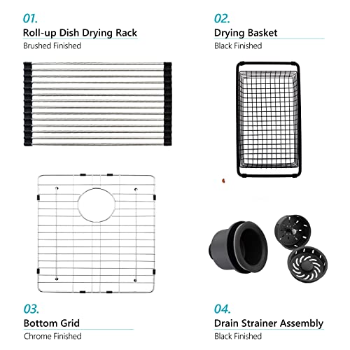 ZDHHT 18 Black Bar Sink Drop In, ZDHHT 18 x 18 x 10 Inches 16 Gauge T304 Black Stainless Steel Topmount Small Kitchen Sink Bar Prep Sink Island Outdoor Laundry Square - Image 5
