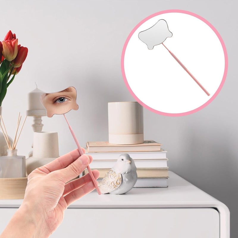 KICHOUSE Handheld Lash Mirror Stainless Steel Eyelash Inspection Mirror Cat Shape for Eyelash Extension Professional Tools Rose Gold - Image 5