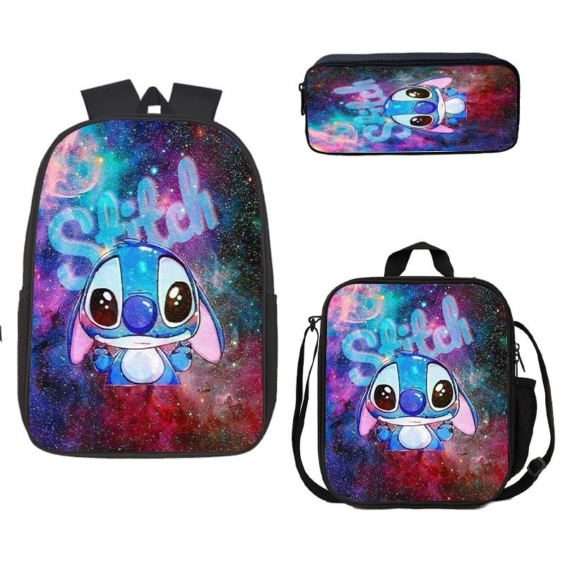 Amazon New Cartoon stitch stitch Three-Piece Set Schoolbag Backpack Backpack for Primary and Secondary School Students 10 styles 