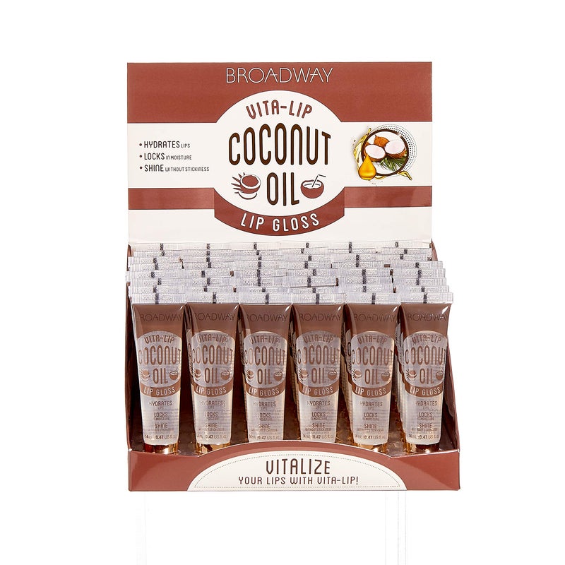 Ruby Kisses Broadway VitaLip Clear Lip Gloss Coconut Oil 48 Pack UltraHydrating Soothing Formula with Vitamin Oils HighShine NonSticky Finish Healing Glossy Lip Balm Locks in Moisture