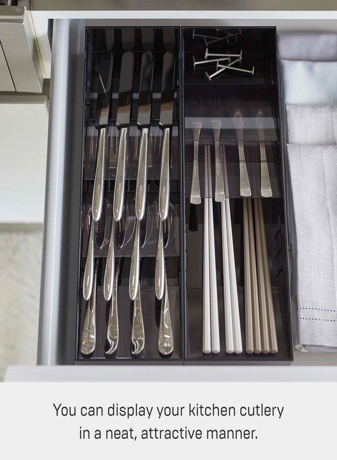YAMAZAKI Home Tower Expandable Cutlery Kitchen Angled Utensils Storage Silverware Organizer Compact Drawer Insert Tray - Compact - Abs Plastic - Image 3