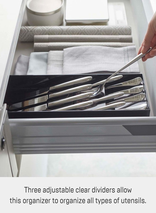 YAMAZAKI Home Tower Expandable Cutlery Kitchen Angled Utensils Storage Silverware Organizer Compact Drawer Insert Tray - Compact - Abs Plastic - Image 5
