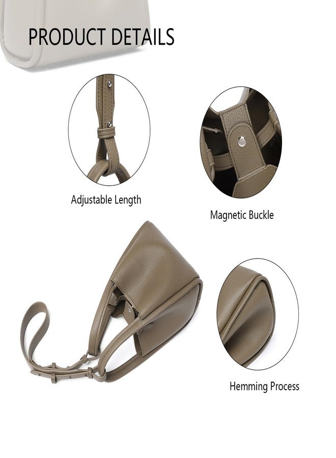 YONBEN PU Leather Tote Bag Slouchy Handbag with Zipper Stylish for Women's, Tea Color, Medium - Image 4