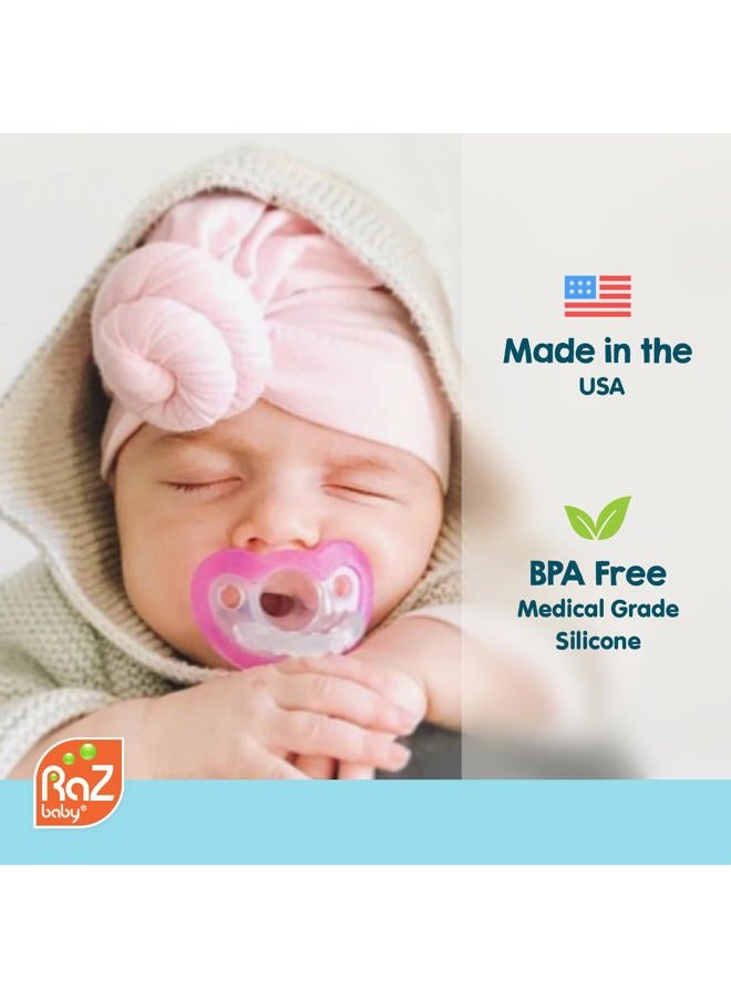 Razbaby لهاية رايزبيبي جولي بوب للأطفال من 3 أشهر وما فوق، مصنوعة في الولايات المتحدة، شكل طبيعي لهيئة الأسنان، تُشارك بحب في وحدات العناية المركزة والمستشفيات حول العالم، خالية من BPA بنسبة 100% - عبوة من 2 - وردي - Image 5