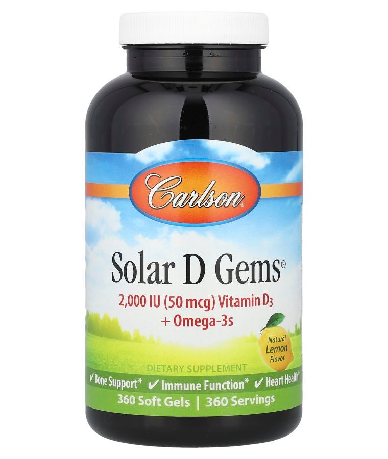 Carlson Solar D Gems®  Vitamin D3 + Omega-3s Natural Lemon 360 Soft Gels