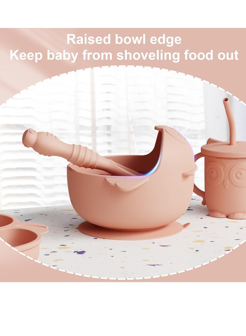 Joyelink Baby Feeding Set,Baby Tableware Set With Suction Bowl Divided Plate,Toddler Weaning Set For Babies, Toddler And Kids(Pink) - Image 4