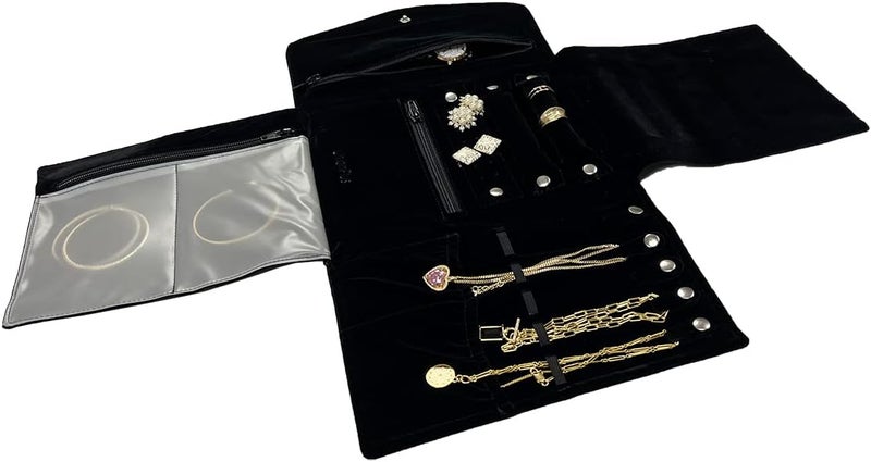 UnionPlus Travel Jewelry Organizer Envelope Bag for Necklace Bracelet Earrings Ring, Multi Jewelry Organization Combination, Black - Image 3