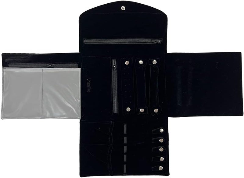 UnionPlus Travel Jewelry Organizer Envelope Bag for Necklace Bracelet Earrings Ring, Multi Jewelry Organization Combination, Black - Image 5