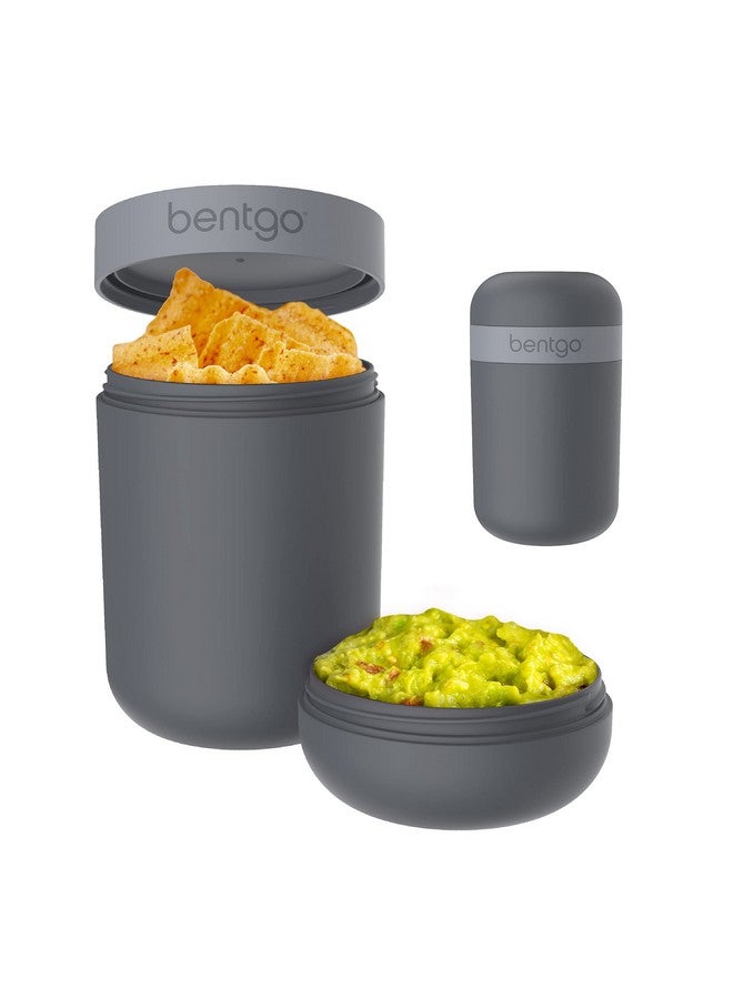 Bentgo Snack Cup - Reusable Snack Container with Leak-Proof Design, Toppings Compartment, and Dual-Sealing Lid, Portable & Lightweight for Work, Travel, Gym - Dishwasher Safe (Dark Gray) - Image 1