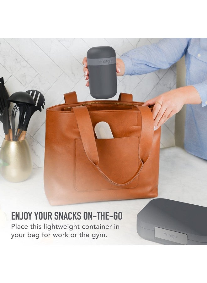 Bentgo Snack Cup - Reusable Snack Container with Leak-Proof Design, Toppings Compartment, and Dual-Sealing Lid, Portable & Lightweight for Work, Travel, Gym - Dishwasher Safe (Dark Gray) - Image 2
