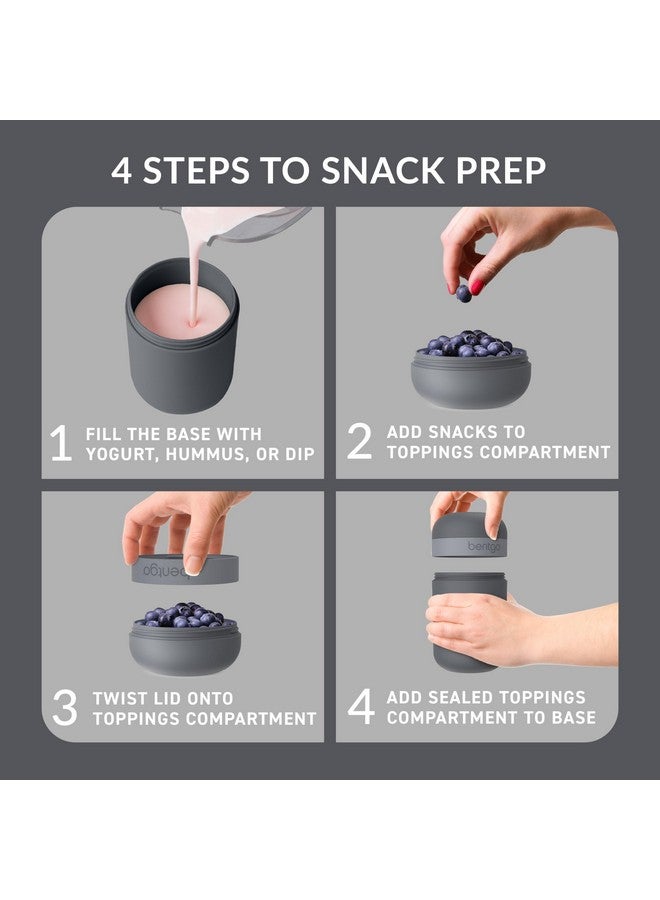 Bentgo Snack Cup - Reusable Snack Container with Leak-Proof Design, Toppings Compartment, and Dual-Sealing Lid, Portable & Lightweight for Work, Travel, Gym - Dishwasher Safe (Dark Gray) - Image 3
