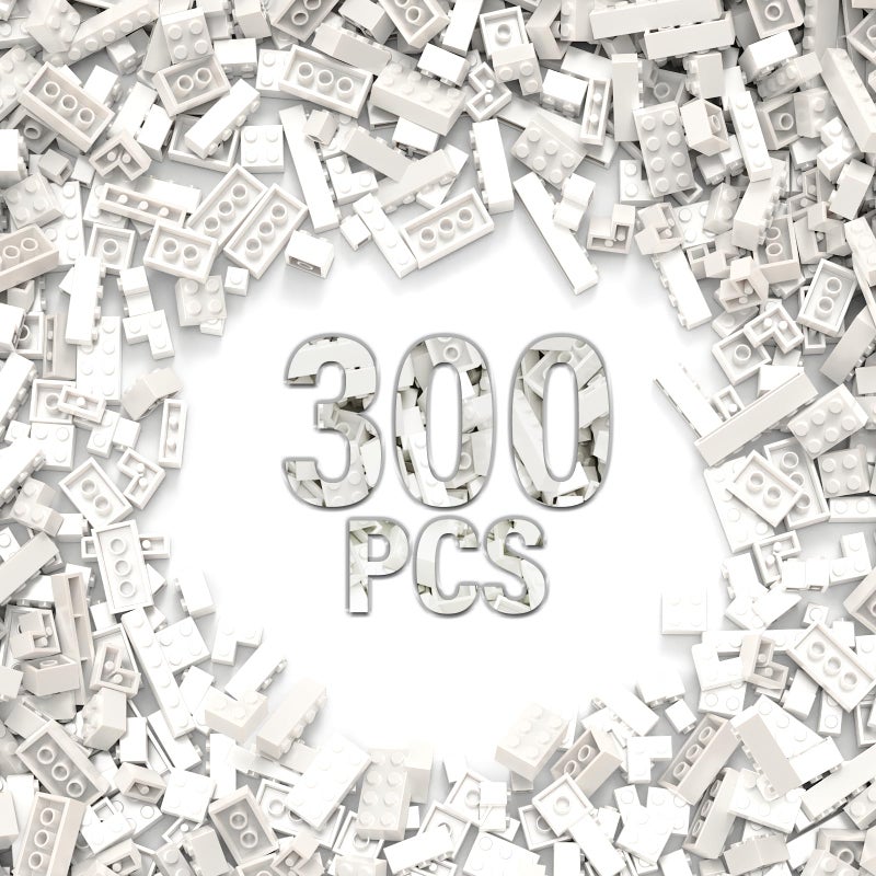 YUJHITP 300 Piece Bulk Assortment Pack White Bricks with 12 Sizes Compatible with Lego Parts - Image 3