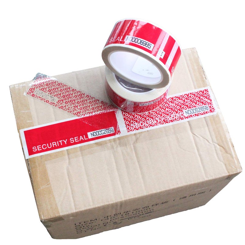 TamperSTOP TamperSeals Group - 1 Roll Precut Serial Numbered Red Tamper Evident Security Tape (48mm x 50m x 2mil, 100% Total Transfer, Ultra-Thick “Void” Film, Every 6” Perforation)  - Image 5