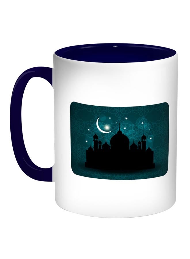 Ramadan And A Mosque Printed Coffee Mug Blue/White 11ounce