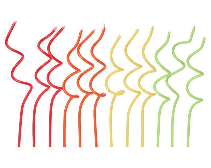 Papyrus Birthday Candles, Green, Yellow, Orange & Red Swirl (12-Count) - Image 1