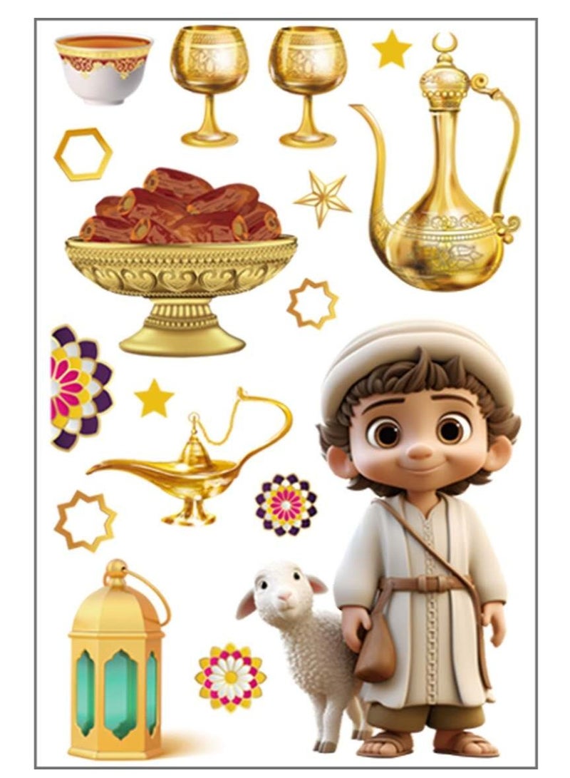 5 Sheets Ramadan Window Wall Decorative Stickers Removable Moon Star Lattern Camel Pattern For Home Ramadan Eid Party Decoration 20×30cm  - Image 3