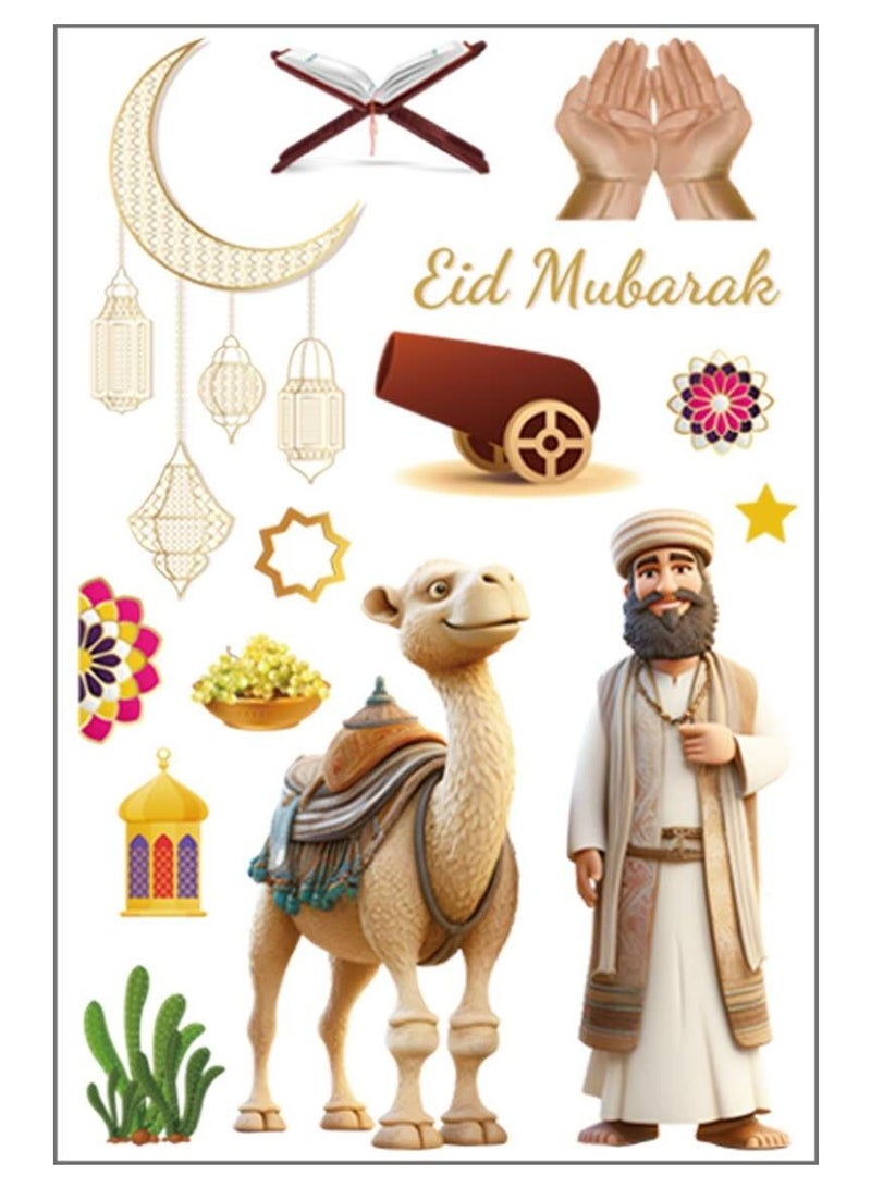 5 Sheets Ramadan Window Wall Decorative Stickers Removable Moon Star Lattern Camel Pattern For Home Ramadan Eid Party Decoration 20×30cm  - Image 4