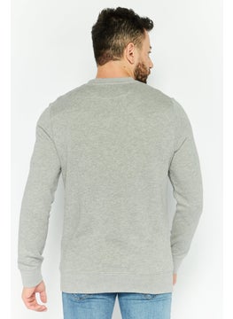 Wrangler Men Crew Neck Long Sleeve Brand Logo Sweatshirt, Grey  - Image 4