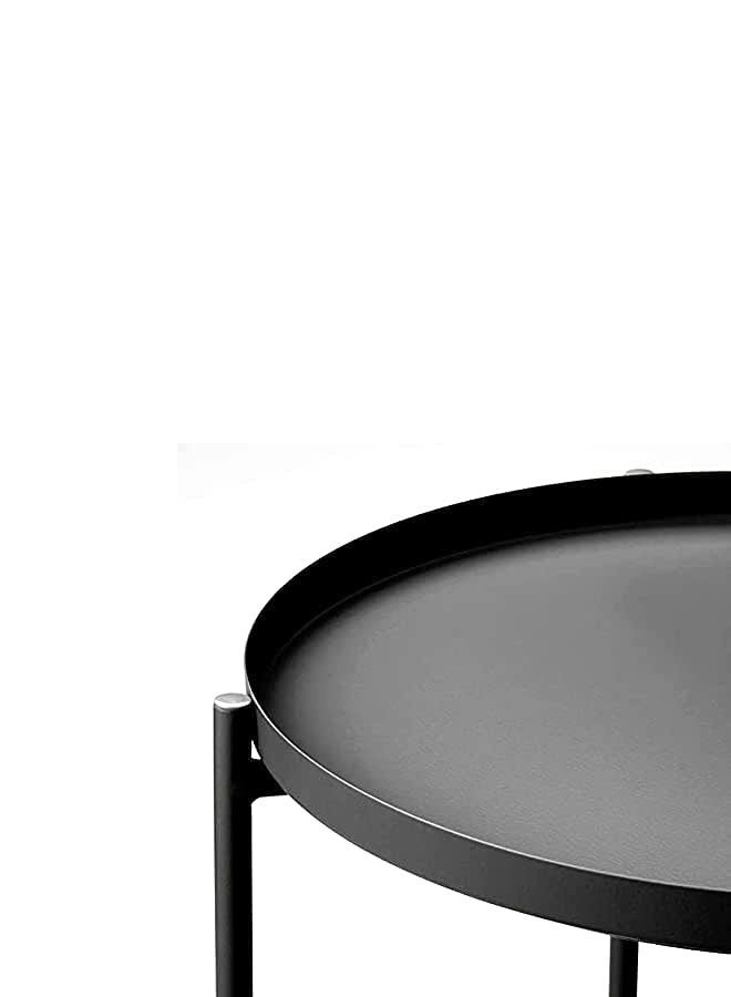 أوشن طاولة مستديرة القهوة ، طاولة نهاية المعدن مع أعلى علبة قابلة للفصل ، وجبة خفيفة جانبية أريكة وجدول لهجة جنب السرير ، قوية ودائمة ، توفير المساحة ، بسيطة وأنيقة (أسود) - Image 4