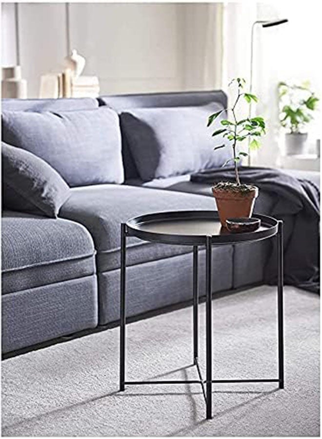 أوشن طاولة مستديرة القهوة ، طاولة نهاية المعدن مع أعلى علبة قابلة للفصل ، وجبة خفيفة جانبية أريكة وجدول لهجة جنب السرير ، قوية ودائمة ، توفير المساحة ، بسيطة وأنيقة (أسود) - Image 5