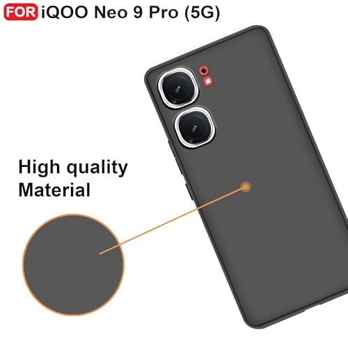 CEDO Back Cover for iQOO Neo 9 / iQOO Neo 9 Pro (5G) | Camera Bump Protection & Inner Velvet Fabric Lining | Ultra Slim Matte Soft Rubberised Case Cover (Black) - Image 5
