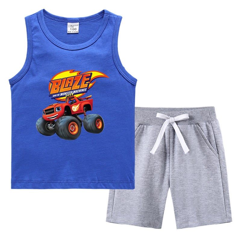 2023 Children'S Summer Vest Pants Sports Casual Base Shirt Outer Wear Thin Sleeveless Two-Piece Suit For Small And Medium-Sized Children - Image 1