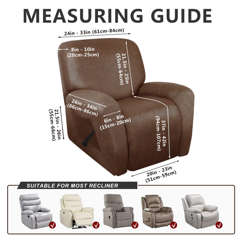 ANARACHON Recliner Chair Covers Leather Like, 4 Pieces Lazy Boy Recliner Cover, Furniture Protector - Washable Soft Sofa Slipcover for Pets Kids (Brown) - Image 3