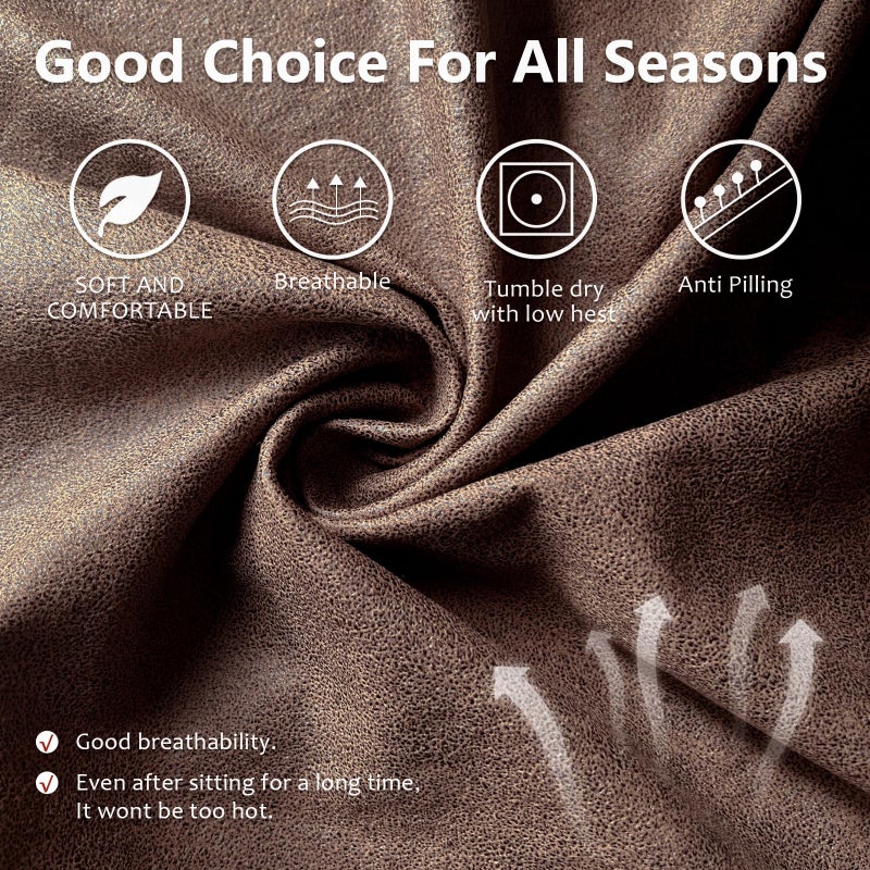 ANARACHON Recliner Chair Covers Leather Like, 4 Pieces Lazy Boy Recliner Cover, Furniture Protector - Washable Soft Sofa Slipcover for Pets Kids (Brown) - Image 4