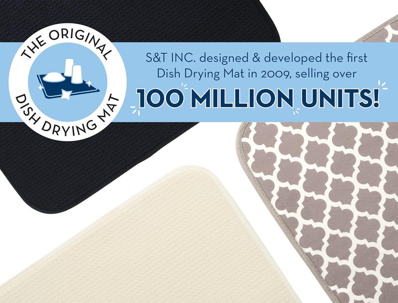 S&T INC. Dish Drying Mat for Kitchen, Absorbent, Reversible Microfiber Dish Mat, 16 Inch x 18 Inch, Triangles - Image 2