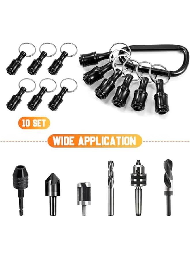 Arabest 10 Set 1/4 Inch Hex Shank Aluminum Alloy Screwdriver Bits Holder Bulk Extension Bar Drill Screw Adapter Change Keychain Portable Light Weight Bit Holder with Black Clip  - Image 2