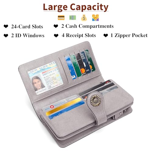SENDEFN Wallets for Women Leather Credit Card Holder with RFID Blocking Large Capacity Wristlet - Image 3