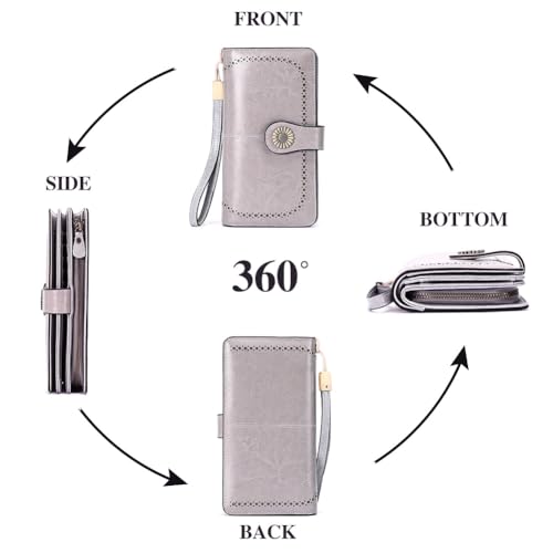 SENDEFN Wallets for Women Leather Credit Card Holder with RFID Blocking Large Capacity Wristlet - Image 4