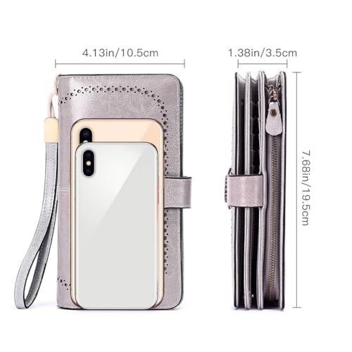 SENDEFN Wallets for Women Leather Credit Card Holder with RFID Blocking Large Capacity Wristlet - Image 2