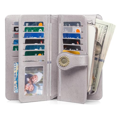 SENDEFN Wallets for Women Leather Credit Card Holder with RFID Blocking Large Capacity Wristlet - Image 5