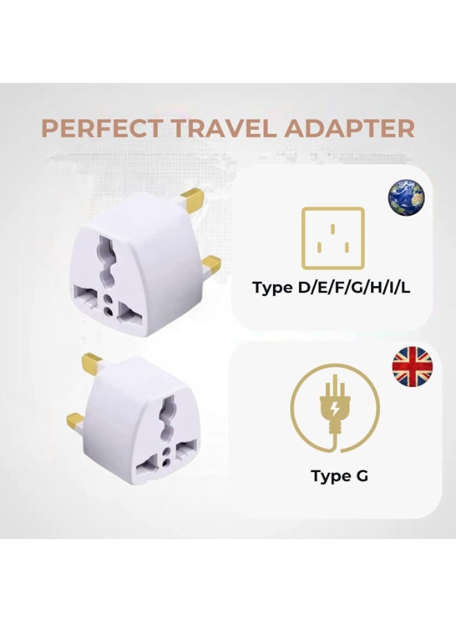BEST ONE Universal Type G Travel Adapter Plug Pack of 2, UK/UAE 3 Pin Wall Plug Converter, International Power Adapter Compatible with Ireland, Hong Kong, Singapore, Malaysia, Qatar, Bahrain, Kuwait, Oman & Saudi Arabia - Image 4