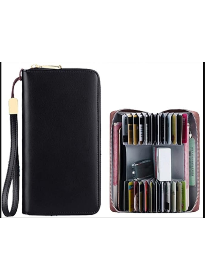 Pocont I multifunctional leather wallet in black, multiple card slots, coin pocket, RFID-blocking