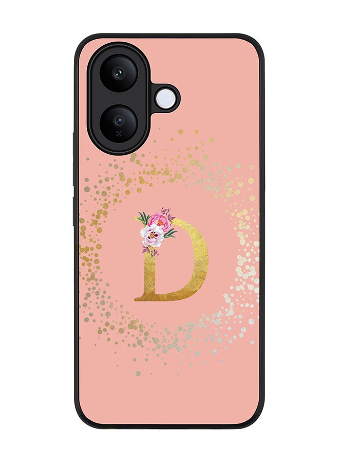 For vivo V60 Lite 5G / V60 Lite 4G Case,Slim fit Camera Protection, Shockproof Thin Phone cover  - Custom Monogram Floral - D  (Rose Pink )