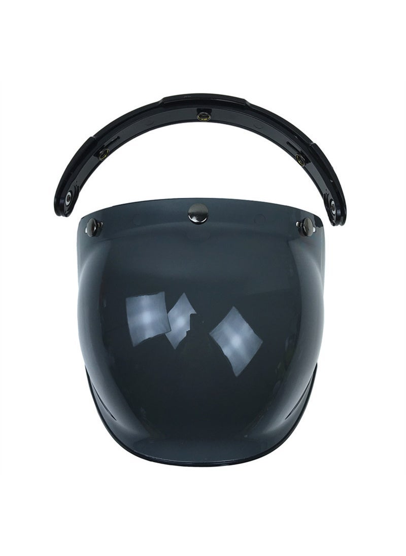 Generic New Bubble Lens Motorcycle Helmet Lens Triple Buckle Lens Retro Harley Lens Frame Bubble Lens Deep tea set (including bracket)