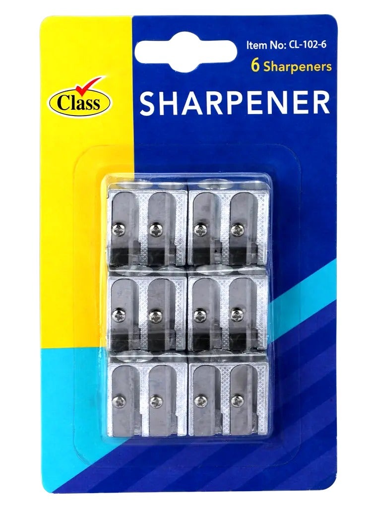 كلاس طقم مبراة اقلام معدنية ، فضي معدني، عبوة من 6 قطع - Image 3